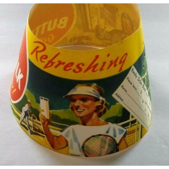 Vintage 1940s Butter Milk Bottle Collar Women Tennis Player NOS Buttermilk Lady - Picture 1 of 5